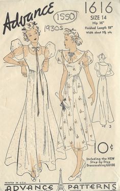 an old fashion sewing pattern for women's dresses