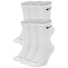 Perform your best. Step up your game in comfort with these men's Nike crew socks and their moisture-wicking technology. 6-pack Crew length hits mid-calf Nike Dri-FIT fabric helps you stay dry and comfortable Breathable fabric Arch band contouring Cushioning FIT & SIZING Fits shoe sizes: 8-12 FABRIC & CARE Polyester, cotton, nylon, spandex Machine wash Imported Color: White. Gender: male. Age Group: adult. Pattern: Solid. Material: Cotton Blend. Nike Crew Socks, Nike Socks, Mens Crew Socks, White Socks, Black Socks, White Sock, Ankle Socks, 6 Pack, Mens Socks