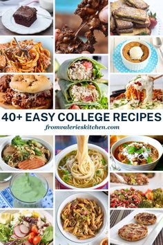 collage of 40 easy college recipes