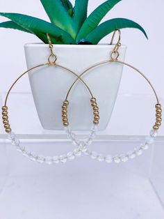 Earrings Jewelie Hoop Earring Clear Hair Accessories Gift, Earrings Beaded, Funky Jewelry, Beaded Hoops, Pet Hair, Custom Items, Candle Decor, Decorative Items, Hoop Earrings