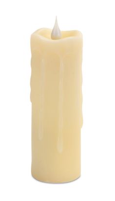 a white candle that is on a white background