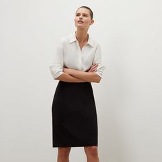 Machine-washable, wrinkle-resistant, and breathable, this pencil skirt folds up into a compact shape—and looks polished... Skirt Folds, Business Casual Skirt, Professional Skirt, Office Skirt, Cobble Hill, Work Skirts, Virtual Fashion, Pencil Skirt Black, After Hours