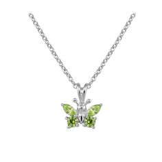 Made In USA! Lifetime Manufacturer Warranty For DefectsColor rich fine jewelry for children! This girls necklace is crafted of sterling silver and features a beautiful butterfly pendant, the butterfly's wings are formed with four colorful cubic zirconias to simulate 12-month birthstone. The trace chain is 15 inches with lobster claw clasp. A delicate gift to celebrate your little girl's birthday or any special occasion. Age (Yrs): 0-10 (Age recommendation is approximate) Metal: 925 Sterling Silv Sterling Silver Butterfly Birthstone Jewelry, Sterling Silver Butterfly Charm Necklace, Sterling Silver Necklace With Butterfly Charm, Silver Butterfly Jewelry With Birthstone, Sterling Silver Butterfly Gemstone Necklace, Sterling Silver Butterfly Pendant Necklace, Sterling Silver Necklace With Butterfly Clasp For Gift, White Gold Cubic Zirconia Butterfly Necklace As Gift, Birthstones By Month