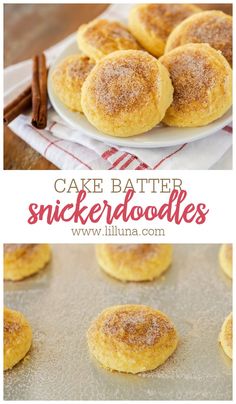 cinnamon sugar cookies on a plate with cinnamon sticks