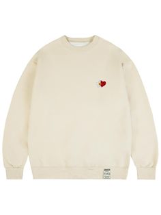 It is a basic and casual sweatshirt with embroidery point. Made of polyester blend cotton fabric, the sweatshirt is soft and lightweight. The sweatshirt is finished with tenter and tumble process to minimize fabric shrinking. The sweatshirt has a high quality one touch embroidery of an artwork.    - Unisex item- Ribbed neck, cuffs, hem- Logo label patch- Embroidery point Cream Cotton Sweatshirt With Embroidered Logo, Cream Cotton Sweatshirt With Letter Embroidery, Cream Sweatshirt With Embroidered Logo For Streetwear, Winter Basic Sweatshirt With Embroidered Logo, Cream Cotton Sweater With Embroidered Logo, Cream Crew Neck Sweatshirt With Letter Embroidery, Casual Cream Sweatshirt With Letter Embroidery, Cream Sweatshirt With Embroidered Logo For Winter, Casual Cream Sweater With Embroidered Logo