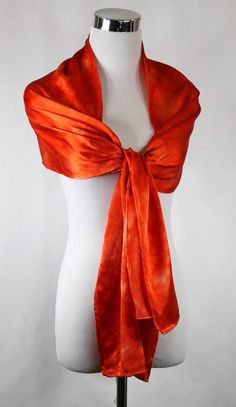 "Hand painted Charmeuse silk scarf in shades of Poppy Red, 14\"x72\" Each scarf will be made to order, as such there will be slight variances in the color and color placement. I will make it as close to the photo as possible, please be kind and forgive an artists hand. Product information: Designer - Mary Jane Davidson Material- 100 % natural 19.5mm Charmeuse silk Color - any color choice Size - 14\"x72\" slight shrinkage may occur from steaming Package - Envelope or gift package This is the Por Elegant Red Silk Shawl, Formal Red Shawl Scarf, Elegant Red Silk Scarf For Wedding, Red Silk Scarf For Wedding, Silk Scarf Painting, Hand Painted Silk Scarf, Poppy Red, Painted Silk, Hand Painted Silk