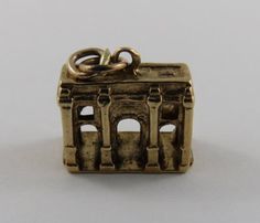 Arc de Triomphe du Carrousel 9K Gold Vintage Charm For Bracelet Antique Yellow Gold Brass Charms, Antique Brass Charms For Collectors, Vintage Engraved Yellow Gold Charm Bracelet, Antique Gold Charms For Collectors, Vintage Engraved 14k Gold Charms, Vintage 14k Gold Engraved Charms, Vintage Yellow Gold Charms Stamped 14k, Vintage 14k Stamped Yellow Gold Charms, Antique Gold Hallmarked Charms