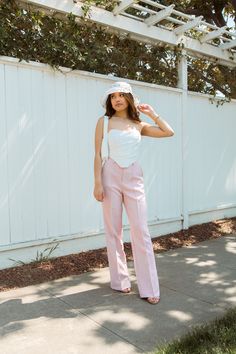 WildRina.com | #wildrina #bloggerstyle #bohemianstyle #bohostyle #bohochic #womensstyle #romantic #bloggerstyle #bloggeroutfit #outfitinspo #aesthetic #musthave #girly #womensclothing #ootd #essentials #closetstaple #trouser #pette #pink Chic Fitted Wide Leg Pants For Summer, Trendy Spring Pantsuit For Night Out, Tailored High Waist Summer Dress Pants, Tailored Wide-leg Pants For Spring, Tailored High-waisted Dress Pants For Spring, Spring High Waist Pantsuit For Night Out, Chic Fitted Wide-leg Pantsuit, Stretch High Waist Pantsuit For Spring, Tailored High Waist Wide Leg Pants For Summer