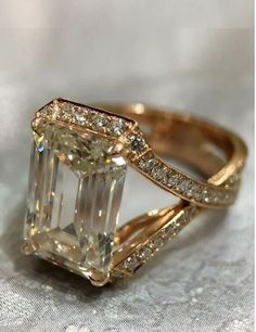 3Ct Emerald Lab Created Diamond Women's Wedding Ring 14K Rose Gold Plated Silver | eBay Trendy Engagement Rings, Emerald Cut Moissanite Engagement Ring, Faberge Jewelry, Art Deco Wedding Rings, Emerald Cut Moissanite, Beautiful Wedding Rings, Jewelry Accessories Ideas, Precious Jewels, Luxury Rings