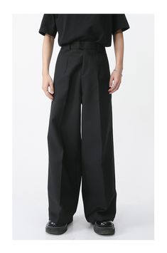 Men's Pants Wear Spring New Casual Trousers Medium Waist Male Trousers – voguable Casual Tailored Full Length Bottoms, Tailored Full-length Casual Bottoms, Tailored Solid Pants For Summer, Formal Baggy Wide-leg Bottoms, Baggy Wide-leg Pants For Work, Baggy Wide-leg Dress Pants For Workwear, Classic Baggy Pants With Pockets, Classic Full Length Non-stretch Pants, Tailored Wide Leg Cotton Work Pants