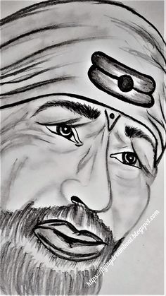 a pencil drawing of a man wearing a turban