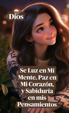 an image of a woman with her hand on her chest and the words in spanish above her