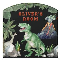 Personalized Dinosaur Jungle Boy's Room Door Sign