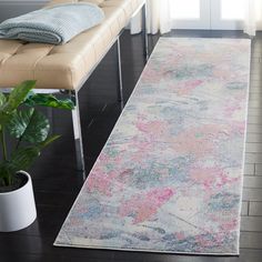 Mint Rug, Pale Lavender, Abstract Designs, Pink Area Rug, Pile Rug, Abstract Rug, Pink Rug, Power Loom, Color Ivory