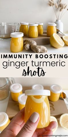 Immunity Boosting Ginger Turmeric Shots | Lynn Mumbing Mejia Ginger Turmeric Shots, Ginger Tumeric, Ginger Shot Recipe, Turmeric Shots, Blender Smoothie, Wellness Shots