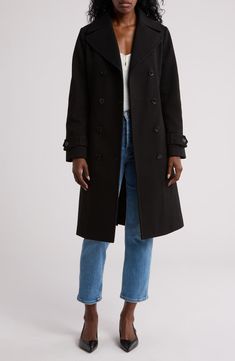 BCBGeneration Double Breasted Trench Coat | Nordstromrack Double Breasted Trench Coat, Double Breasted, Nordstrom Rack, Trench Coat, Nordstrom, Portfolio, Black