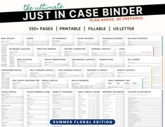 the ultimate just in case binder for printable, includes 25 - page pages