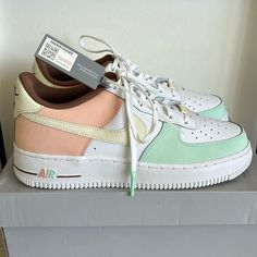 Nike Air Force 1 Lv8 Ice Cream Size Y6.5. Brand New, Bought The Wrong Size. Pastel Custom Sneakers For Streetwear, Custom Casual Pastel Sneakers, Pastel Lace-up Custom Sneakers For Streetwear, Nike Pastel Sneakers For Sports, Casual Low-top Custom Sneakers In Pastel, Casual Pastel Low-top Custom Sneakers, Nike Air Force 1 White With Gum Sole, Nike Pastel High-top Sneakers, Pastel Round Toe Sneakers For Streetwear