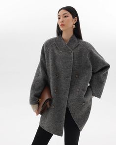 Wool Tweed Coat JLC0002 – AuroraBoutique Oversized Long Fur Coat For Fall, Chic Gray Sweater Coat For Fall, Wool Outerwear For Fall In Gray, Wool Fur Coat For Cold Weather In Fall, Gray Wool Outerwear For Fall, Gray Wool Fall Outerwear, Oversized Gray Sweater Coat For Cold Weather, Elegant Oversized Gray Outerwear, Fall Wool Fur Coat For Workwear