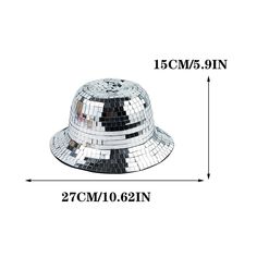 Get ready to groove and shine with our Disco Bucket Hat! Step into the spotlight and unleash your inner disco diva with this dazzling accessory. Crafted with meticulous attention to detail, our Disco Bucket Hat is designed to make heads turn. Its vibrant colors and sparkling sequins create a mesmerizing disco ball effect, adding a touch of glamour to your ensemble. Made from premium materials, this hat offers both style and comfort. The wide brim provides excellent sun protection while exuding r Adjustable Silver Party Hat, Adjustable Brimmed Party Hats, Trendy Mini Hats For Summer Party, Short Brim Party Hat For Carnival, Silver Brimmed Party Hat, Adjustable Hats For Carnival Party, Adjustable Hats For Party At Carnival, Trendy Party Hats, Silver Costume Hat For Carnival Party