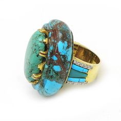 Sterling Turquoise Diamond Ring, Carved Turquoise Ring, Fine Turquoise Diamond Jewelry Gross Weight: 28.8 gm approx Silver: 12-13 gms gms Rosecut Diamond - .4 carats-.5 carats (20 pieces) Turquoise-75-85 carats US Size any size needed - please specify This will be a custom order- natural variances in turquoise color is natural! makes each piece unique. copy Inv#78#7S200NP250compressed350original Luxury Vintage Turquoise Ring, Oval Turquoise Multi-stone Ring, Oval Multi-stone Turquoise Ring, Luxury Turquoise Round Ring, Luxury Blue Multi-stone Turquoise Ring, Luxury Multi-stone Turquoise Round Ring, Turquoise Diamond Ring, Turquoise Diamond Rings, Tsavorite Ring