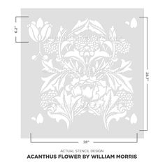 the back side of an acanthus flower wallpaper pattern, with measurements for each piece