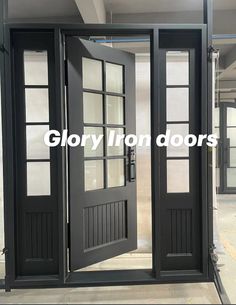 an open door with the words glory lion doors on it's side and inside