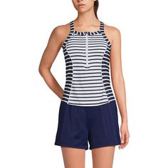 Make a splash at the beach or pool with this women's Lands' End high neck zip front short tankini swim top.Click on this WOMEN'S GUIDE to find the perfect fit and more!Kohl's Lands' End Women's Swim Size Chart Make a splash at the beach or pool with this women's Lands' End high neck zip front short tankini swim top.Click on this WOMEN'S GUIDE to find the perfect fit and more!Kohl's Lands' End Women's Swim Size Chart FEATURES Soft bra cups Full coverage Bust minimizer Wireless UPF 50 sun protection Zipper front High necklineFIT & SIZING Non adjustable strapsFABRIC & CARE Nylon, spandex Hand wash Imported Size: 10. Color: Mixed Stripe. Gender: female. Age Group: adult. Sporty Sleeveless Tankini For Water Sports, Beachwear Tankini For Water Sports With Racerback, Sleeveless Swim Dress For Beach Season, Stretch Swimwear With Zipper Closure For Summer, Casual Sports Tankini For Beach Season, Casual Stretch Swimwear With Zipper Closure, Sporty Tankini For Spring Vacation, Casual Beach Season Sports Tankini, Sporty Tankini For Water Sports