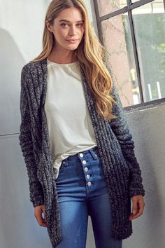 - Chunky sweater knit cardigan- Open front - Bat sleeves- Solid two tone knit- Model is 5' 10" 33-24-37 and wearing a Small- S/M/L 2-2-2- 100% ACRYLIC Style: CASUAL Print / Pattern: SOLID Fit: LOOSE Sleeve: LONG SLEEVE Closure: OPEN FRONT Lining: NO Fabric Contents: 100% ACRYLIC Non-sheer fabric Care Instructions: MACHINE WASH COLD, DO NOT BLEACH Batwing Cardigan, Bat Sleeves, China Style, Classic Cardigan, Pullover Cardigan, Spring Sweater, Chunky Knit Cardigan, Poncho Sweater, Active Wear Pants