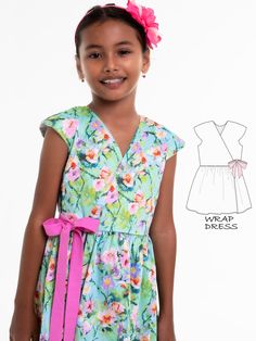 Tessa Girls Wrap Dress Sewing Pattern – TREASURIE - My Childhood Treasures Girls Sewing Patterns, Wrap Dress Sewing Pattern, Peasant Dress Patterns, Wrap Dress Sewing Patterns, Bodysuit Pattern, Wrap Dress Pattern, Girl Dress Pattern, Romper Pattern, Sewing Patterns Girls