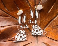 Acrylic Petal Earrings, Acrylic Clear Earrings, Playful Flower-shaped Spring Earrings, Rabbit Earring, Shrinky Dink Crafts, Laser Cut Earrings Acrylics, Lucite Flower Earrings, Clear Spring, Bunny Earrings