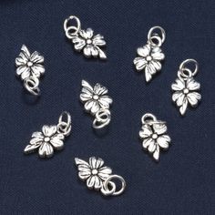 Sterling Silver Flower Charm Pendant, Blossom Bracelet, Botanical Necklace, Garden Earring,Small Charm,Four Leaf Flower Jewelry,Floral Charm Material：925 silver [Product size] : 7x12mm, approx. 0.9g NOTE:  This Item supports customizing the color you need, we support 14k yellow gold, 18k yellow gold, 24k yellow gold, rhodium-plated, rose gold, if you need to keep the color longer without fading or waterproof color, please contact us and tell us your specific needs. Nickel-free Flower-shaped Jewelry For Jewelry Making, Botanical Flower Earrings With Flower Charm, Charming Silver Jewelry With Flower Charm, Silver Jewelry With Flower Charm, Flower-shaped Jewelry With Flower Decoration For Jewelry Making, Flower Shaped Jewelry With Lobster Clasp For Jewelry Making, Silver Dangle Jewelry With 3d Flowers, Metal Flower Charm Earrings, Flower Shaped Charms For Jewelry Making