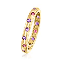 Ross-Simons - .50 ct. t. w. Multi-Gemstone Ring in 14kt Yellow Gold. Size 7. RS Pure. Modern designs that complete your outfit and complement your personality. Make purple a part of your every day! Our dainty ring shows off a pretty gradient with .50 ct. tot. gem wt. amethyst and rhodolite garnet gems. Crafted in 14kt yellow gold. 1/8" wide. Multi-gemstone ring. Amethyst birthstones are the perfect gift for February birthdays. Amethyst Birthstone, Multi Gemstone Ring, February Birthday, Garnet Gem, Piercings Jewelry, Amethyst Jewelry, Rhodolite Garnet, Multi Stone Ring, Dainty Ring