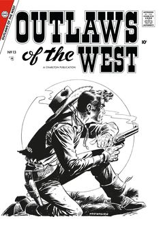 an old book with the title out laws of the west written in black and white