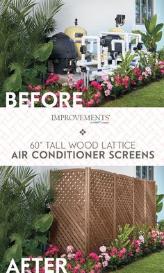 the before and after shots of an air conditioner screen in front of a house