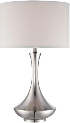 Lite Source Elisio 1-Light Table Lamp Polished Steel LS22079 Transitional Table Lamps, Urban Barn, Cfl Bulbs, Steel Table, Fabric Shades, Table Lamp Lighting, Ambient Lighting, Light Table, Accent Wall