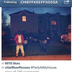 two men standing in front of a house at night with the caption'698 likes chiefefossa party @ myhouse view all 955 commentments