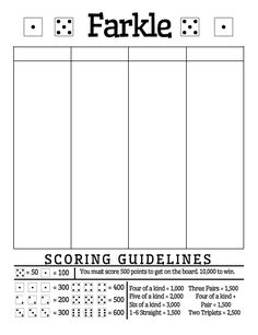 a printable worksheet with the words farkle in black and white