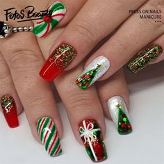 Buy Christmas Decoration Fofosbeauty False Nails, Coffin Press on Nails Tips Design, Christmas Gift at Walmart.com Themed Nails, Manicure Diy, Snowflake Design, Stick On Nails, Xmas Nails, Nailed It, Christmas Nail Designs, Christmas Nail, Christmas Nail Art