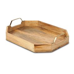 a wooden tray with handles on it