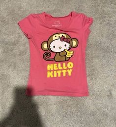 Depop Clothes, Hello Kitty Shirt, Mcbling Fashion, Y2k Hello Kitty, Silly Clothes, Hello Kitty Baby, Monkey Shirt, Kitty Clothes, Hello Kitty Clothes