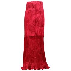 Make A Statement With This Amazing Piece! Circa late 1980s, this Bernard Perris couture pleated silk crepe skirt is a vibrant red color and features an arched high waisted top hem. Floor length with a slight ruffled hem and a tonal zipper in the back. The most jaw dropping piece for your next special occasion! Made in France and 100% Silk. Would best fit a 00 or 0 **Other pieces in the outfit are listed separately** Red Silk Skirt For Evening, Red Silk Party Skirt, Red Silk Skirt For Party, Fitted Party Maxi Skirt With Folds, Fitted Maxi Skirt With Folds For Party, Evening Silk Pleated Skirt, Fitted Silk Skirt With Accordion Pleats, Long Pleated Silk Skirt, Elegant Red Silk Skirt