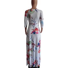 Sexy V-neck Printed Plus Size Floor Length Dress White V-neck Stretch Maxi Dress, White Stretch V-neck Maxi Dress, Multicolor Non-stretch V-neck Maxi Dress, White Floral Print V-neck Wrap Dress, Fitted Multicolor V-neck Maxi Dress, White Non-stretch Maxi Dress With V-neck, Fitted Multicolor V-neck Dress For Vacation, Multicolor Fitted V-neck Dress For Vacation, Long Fitted Wrap Dress For Summer