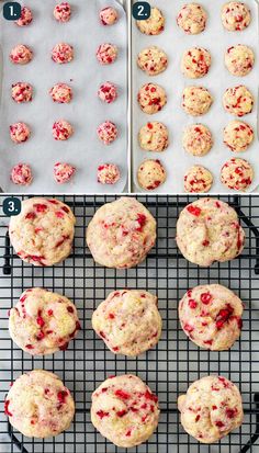 the process for making strawberry cookies is shown