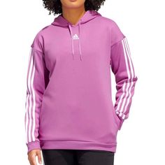 Color: Lilac/Purple Size: Small Oversized Fit Three Stripes On Both Arms Drawstring Hood Pockets Logo On Center Chest. This Adidas Women's Pullover Hoodies Is A Versatile Choice For Warm Ups, Cool Downs Or Much Needed Chill Time Content: 100% Polyester Sporty Purple Sweatshirt For Spring, Purple Winter Sweatshirt, Purple Sportswear Sweatshirt For Sports, Winter Lavender Sweatshirt, Purple Sporty Hooded Sweatshirt, Purple Athleisure Sweatshirt For Sports, Sporty Purple Hooded Sweatshirt, Sporty Purple Hoodie Top, Sporty Purple Hoodie For Sports