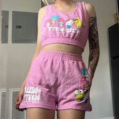 Brand New Never Worn!! Super Comfy And Cute Two Piece Sanrio Set, Top Is A Large And Bottoms Are A Small! Top Has The Tags Bottoms Do Not Unfortunately. Playful Sleeveless Loungewear Top, Cute Pink Tank Top For Loungewear, Cute Cotton Crop Top For Loungewear, Cute Crop Top For Spring Loungewear, Cute Spring Crop Top For Loungewear, Pink Sleeveless Crop Top For Loungewear, Cute Sleeveless Loungewear Tops, Cute Sleeveless Tops For Loungewear, Pink Cotton Loungewear Crop Top