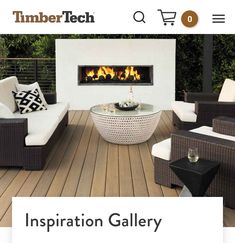 an image of a patio with furniture and fire place in the background that says inspiration gallery