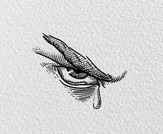 a drawing of an eye with long lashes