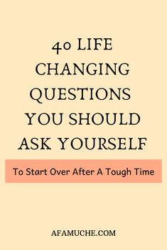 an orange and black book cover with the words 40 life changing questions you should ask yourself