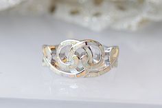 a close up of a ring on a table